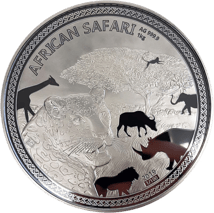 1kg Silber African Safari Leopard 2019 (Auflage: 100 | Polierte Platte | Zertifikat Nr. 100)