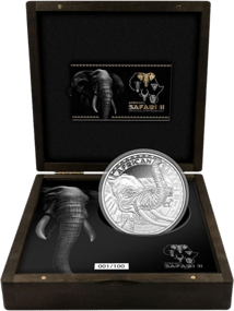 1kg Silber African Safari II Elefant 2022 (Auflage: 100 | Polierte Platte | Zertifikat Nr. 100)