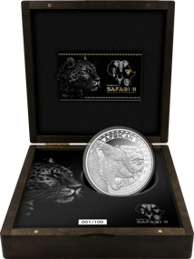1kg Silber African Safari II Leopard 2023 (Auflage: 100 | Polierte Platte | Zertifikat Nr. 001)