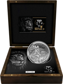 1kg Silber African Safari II Löwe 2024 (Auflage: 100 | Polierte Platte | Zertifikat Nr. 100)