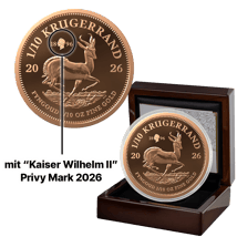 1/10 Unze Gold Krügerrand Kaiser Wilhelm II. Privy Mark 2026 (Auflage: 500 | Polierte Platte)
