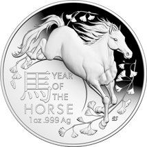 1 Unze Silber Lunar Serie RAM Pferd 2026 (Auflage: 7.500 | Gewölbt | Polierte Platte)
