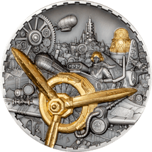 3 Unze Silber Steampunk Aviation 2025 (Auflage: 888 | High Relief | teilvergoldet)