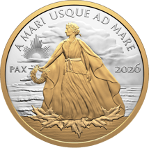 5 Unze Silber Canada Peace Dollar 2026 (Auflage: 1.750 | teilvergoldet | Polierte Platte)