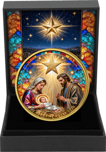 1 Unze Silber Stern von Betlehem 2025 (Auflage: 100 | Betlehem Holz | teilvergoldet)