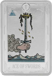 1 Unze Silber Tarotkarte Ass der Schwerter 2025 (Auflage: 1.000 | Polierte Platte)