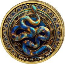 1 Unze Silber Australische Regenbogenschlange 2025 (Auflage: 100 | teilvergoldet)