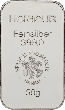 50g Silberbarren Heraeus