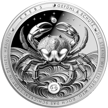 1 Unze Silber Sternzeichen Krebs 2026 (Auflage: 5.000 | Diamant | Polierte Platte)