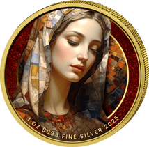 1 Unze Silber Maria Mutter Gottes Iced Out 2025 (Auflage: 100 | Rubinstaub | teilvergoldet)
