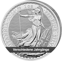 1 Unze Silber Britannia (Verschiedene Jahrgänge)