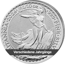 1/10 Unze Silber Britannia (verschiedene Jahrgänge)