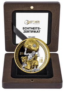 1 Unze Silber Atlas Träger der Himmelskugel 2026 (Auflage: 250 | teilvergoldet | Polierte Platte)