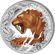 1 Unze Silber Säbelzahntiger 2026 (Auflage: 650 | Polierte Platte)