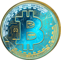 1 Unze Silber Bitcoin Eisblau 2025 (Auflage: 100 | mit Aufsteller | teilvergoldet | Polierte Platte)