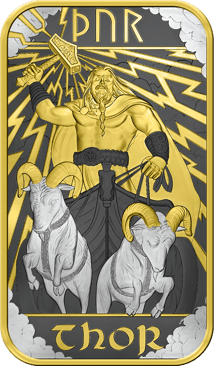 1 Unze Silberbarren Nordische Götter Thor (Auflage: 1.000 | teilvergoldet)