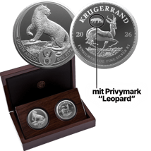 Big Five III Silber Krügerrand Privymark Set Leopard 2026 (Auflage: 1.000 | Polierte Platte)
