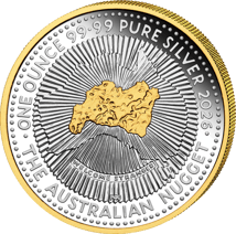 1 Unze Silber 40 Jahre Australian Nugget 2026 (Auflage: 4.500 | teilvergoldet | Polierte Platte)