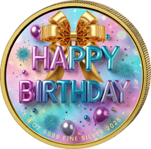 1 Unze Silber Happy Birthday 2025 (Auflage: 100 | teilvergoldet)
