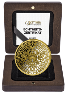 1 Unze Silber Aztekenkalender 2026 (Auflage: 250 | teilvergoldet)