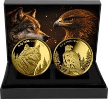 Steinadler und Wolf Gold Set 2025 (Auflage: 100 | Polierte Platte)