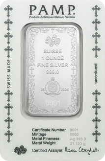 1 Unze Silberbarren PAMP Christliches Kreuz (Auflage: 5.000)
