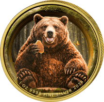 1 Unze Silber Braunbär liebt Honig 2026 (Auflage: 100 | teilvergoldet)