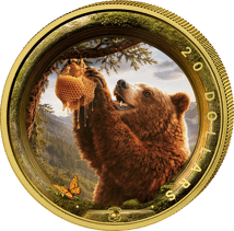 1 Unze Silber Braunbär liebt Honig 2026 (Auflage: 100 | teilvergoldet)