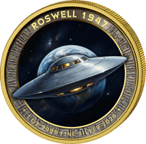 1 Unze Silber UFO Absturz Roswell 2026 (Auflage: 100 | teilvergoldet)