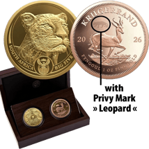 2 x 1 Unze Gold Big Five III & Krügerrand Satz Privymark Leopard 2026 (Auflage: 100 | Polierte Platte)