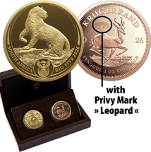 2 x 1 Unze Gold Big Five III & Krügerrand Satz Privymark Leopard 2026 (Auflage: 100 | Polierte Platte)
