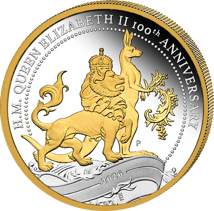 1 Unze Silber 100. Geburtstag Queen Elizabeth II. 2026 (Auflage: 1.926 | teilvergoldet | Polierte Platte)