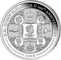 1 Unze Silber 100. Geburtstag Queen Elizabeth II. 2026 (Auflage: 5.000 | Polierte Platte)