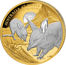 1 Unze Gold Australien bei Nacht Großer Bilby 2026 (Auflage: 150 | Polierte Platte | Platiniert)