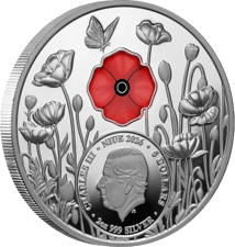 2 Unze Silber Roter Mohn 2026 (Auflage: 400 | Transparent | Polierte Platte)