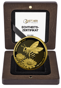 1 Unze Silber Honigbiene 2025 (Auflage: 250 | Ruthenium | teilvergoldet)