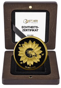 1 Unze Silber Honigbiene 2025 (Auflage: 250 | Ruthenium | teilvergoldet)