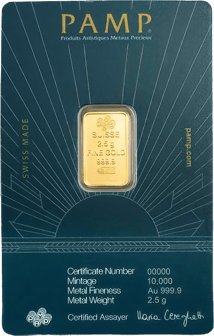 2,5g Goldbarren PAMP Lady of Liberty