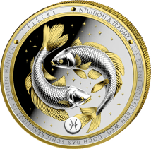 1 Unze Silber Sternzeichen Fische 2026 (Auflage: 250 | teilvergoldet | Polierte Platte)