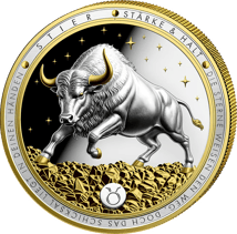 1 Unze Silber Sternzeichen Stier 2026 (Auflage: 250 | teilvergoldet | Polierte Platte)