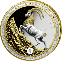 1 Unze Silber Sternzeichen Steinbock 2026 (Auflage: 250 | teilvergoldet | Polierte Platte)