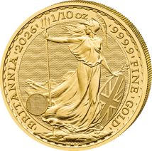 25 x 1/10 Unze Gold Britannia 2026 (inkl. Münztube)