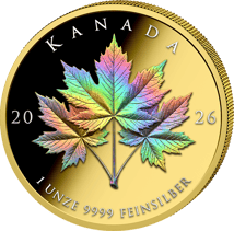 1 Unze Silber Triple Maple Leaf Holo Edition 2026 (Auflage: 100 |Hologramm | teilvergoldet | Polierte Platte)