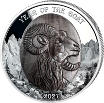5 Unze Silber Year of the Goat 2027 (Auflage: 688 | Perlmutt | Polierte Platte)