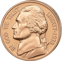 1 Unze Kupfermünze Thomas Jefferson