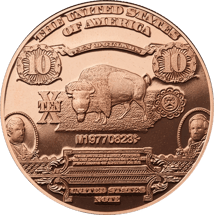 1 Unze Kupfermünze  10$ Bison Banknote