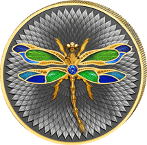 2 Unze Silber Dragonfly Wings of Light 2026 (Auflage: 500 | teilvergoldet |Kristall | Antik Finish)