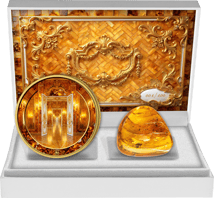 1 oz Silver Amber Room 2026 (Mintage: 100 | partly gold-plated | incl. amber)