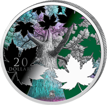 1 oz Silver Triple Maple Leaves Silver Green 2026 (Mintage: 100 | Hologram)
