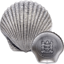 1 oz Silver Castaway Seashells Scallop 2019 (Mintage: 1,000 | Antique Finish)